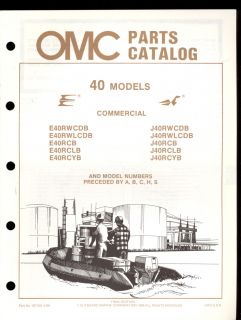 1986 OMC Evinrude Johnson Parts Manual 40 HP Commercial