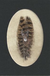 PHEASANT FEATHER PAINTING PAINTED DEER BUCK 4X6 MATTED TAXIDERMY