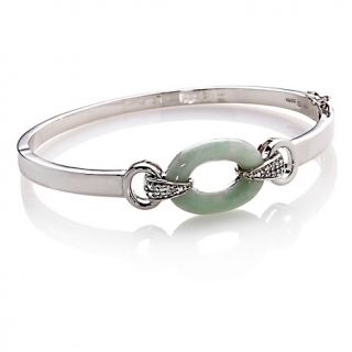 188 515 sterling silver green jade hinged 7 1 4 bangle bracelet with