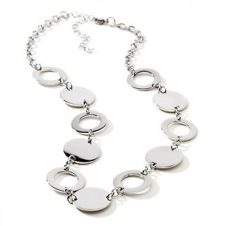 186 028 stately steel polished circle and disc 18 necklace note