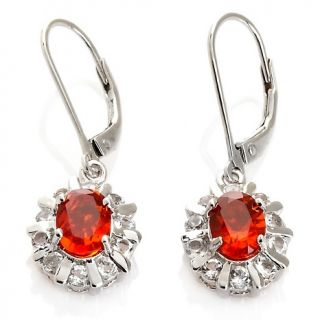 Jewelry Earrings Drop 1.86ct Mexican Fire Opal and White Topaz
