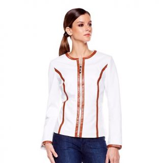  chic leather jacket with cognac trim rating 2 $ 189 95 or 4 flexpays