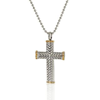 215 190 men s stainless steel 2 tone cross pendant with 24 chain