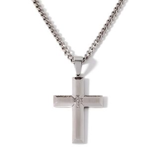 194 280 men s stainless steel 04ct diamond encrusted cross with 24