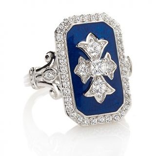 Xavier .71ct Absolute™ Sapphire Blue Enamel Floral Appliqué Ring at