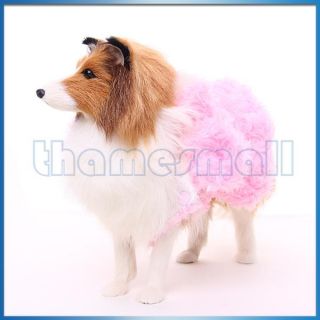 Pet Dog Pink Fleece Rose Flower Vest Dress Coat Clothes Clothing