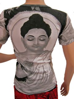 Buddhist Buddha Print Yoga Clothing Women Top T Shirt Black White Tee