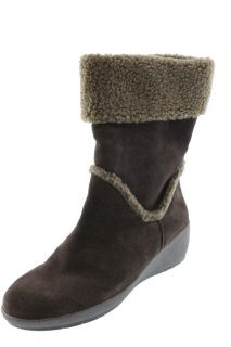 Easy Spirit New Evander Brown Suede Faux Fur Casual Boots Wedges Shoes
