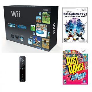 Nintendo Wii 4 Game Disney Family Fun System Bundle with Extra