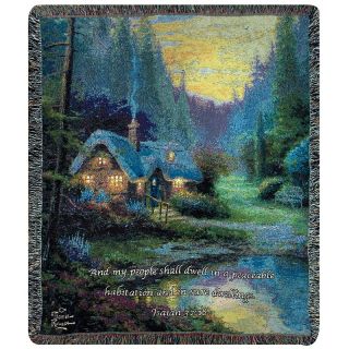 189 788 thomas kinkade meadow wood cottage scripture throw 50 x 60