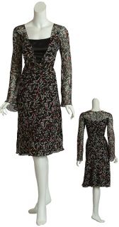 Feminine ESCADA Black Floral Silk Dress $2350 36 6 New