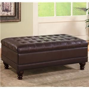 Brown Faux Leather Storage Ottoman Bench Coffee Table