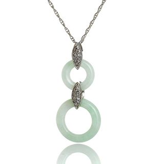 188 511 green jade double circle pendant with diamond accents and 18