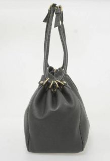 Fendi Selleria Black PEBBLED Leather Cinched Shoulder Bag