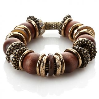 206 662 universal vault wood bead and stone stretch bracelet rating 2