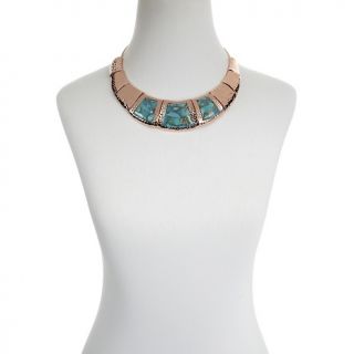 Jay King Turquoise Metal Matrix Hammered Copper Collar Necklace