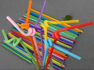 Hot 100 extra long flexible straws multi colors 10 1/4 free