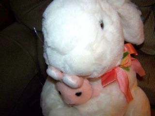 Commonwealth 14 Soft Plush White Bunny w Pink Baby 90