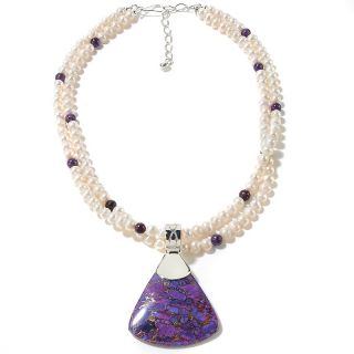 Jay King Purple Turquoise Pendant and Beaded Necklace