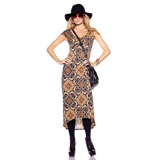 208 244 slinky brand printed long dress with ruched detail rating 6 $