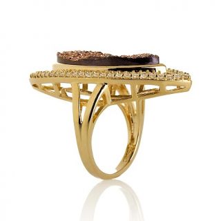 Technibond® Drusy Quartz and Pavé CZ Framed Marquise Ring