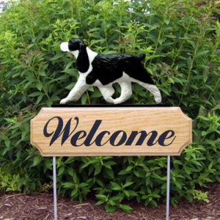 English Springer Spaniel Welcome Dog Yard Sign Black