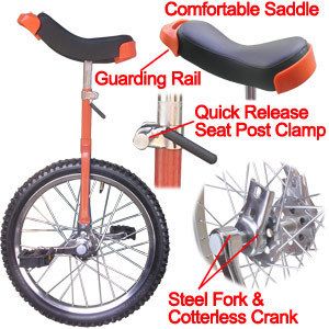 18 Wheel Unicycle Exercise Leakproof Tire Cycling Orange Chrome w
