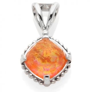 205 978 sajen orange simulated opal and quartz doublet cushion pendant