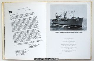 USS Francis Marion APA 249 First Cruise Book 1961 1962