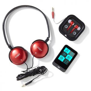 230 992 coby 8gb touchscreen  player with earbuds and headphones