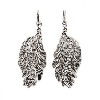 221 673 universal vault feather design crystal drop earrings rating 3