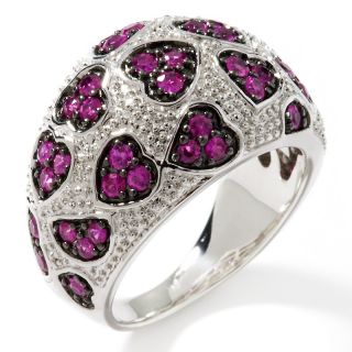 Pink Sapphire Hearts on a Cutout Dome Ring   .94ct