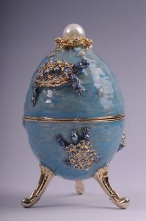 Faberge Egg with turtles pedant by Keren Kopal Swarovski Crystal
