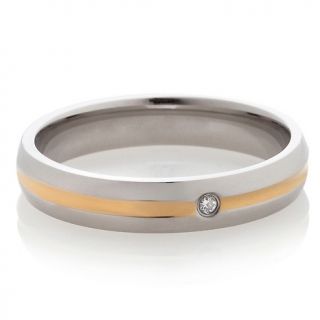 214 358 stainless steel 2 tone 4mm grooved center and cz wedding band