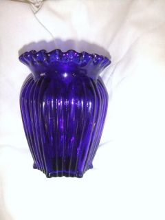 Royal Blue Fenton Art Glass Ribbed Vase