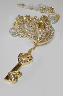 Custom Crystalz The Heart and Key Locket Necklace with 10MM Swarovski