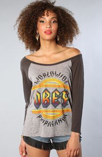 Obey The High Voltage Nubby Baseball Raglan Tee in Graphite and
