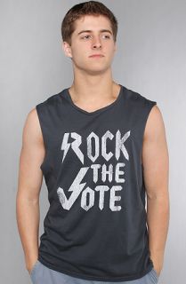 The Original Retro Brand The Rock The Vote Sleeveless Tee in Charcoal