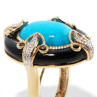 Imperial Turquoise and Onyx Vermeil Art Deco Ring