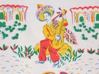 Perfect* MEXICAN SIESTA FIESTA WARE Cotton Tablecloth 52X52 *Perfect*