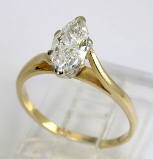 00ct F Color Marquise Diamond Solitaire 14k Y Gold Crossover