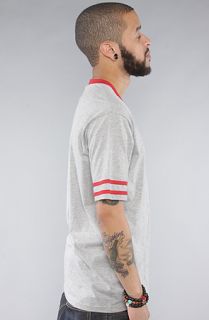 Brixton The League VNeck Tee in Heather Grey Red