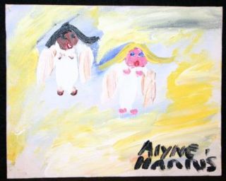 Alyne Harris Folk Art Painting Angels Outsider Florida