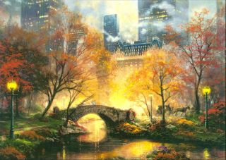 Central Park in The Fall Cross Stitch Thomas Kinkade Free US Shipping