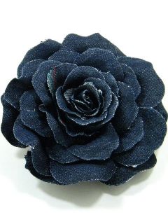 Large Fabric Rose Flower Brooch Pin CFA1 Black 4200