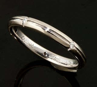 Tiffany Co Streamerica 18K White Gold and Diamond Ring
