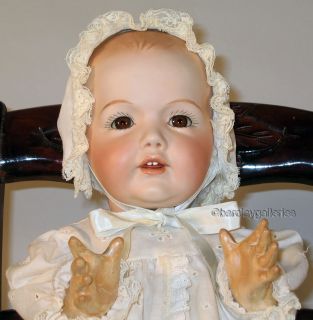 Signed Repro Hilda J D K Jr Kestner Bisque Head Baby Doll 17 M Gerkin