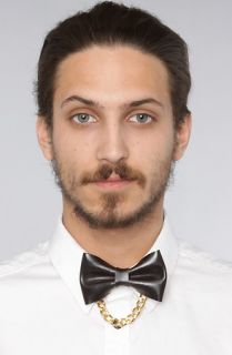 Harlett The Gold Chain Leather Bowtie in Black