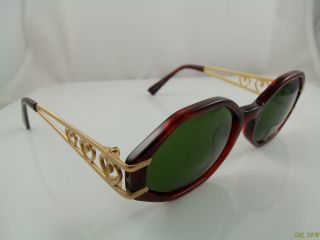 Fiorucci Vintage Sunglasses HM Red Tortoise Frame Green Lens