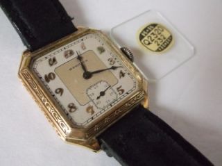 RARE Vintage Hamilton Square 17J 987 Fahys 14k Gold Filled Wristwatch